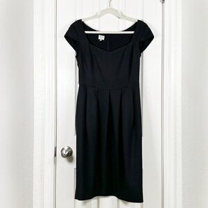 Armani Collezioni Size 6 Cap Sleeve Sheath Little Black Dress Pleated *N…